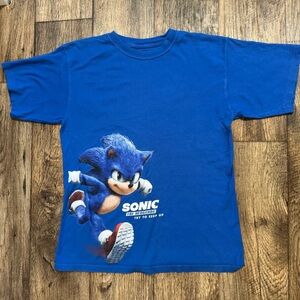 Sonic The Hedgehog Boys Blue Graphic T-Shirt Size Large 10/12